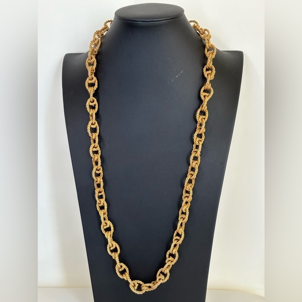 Vintage long gold tone large link necklace